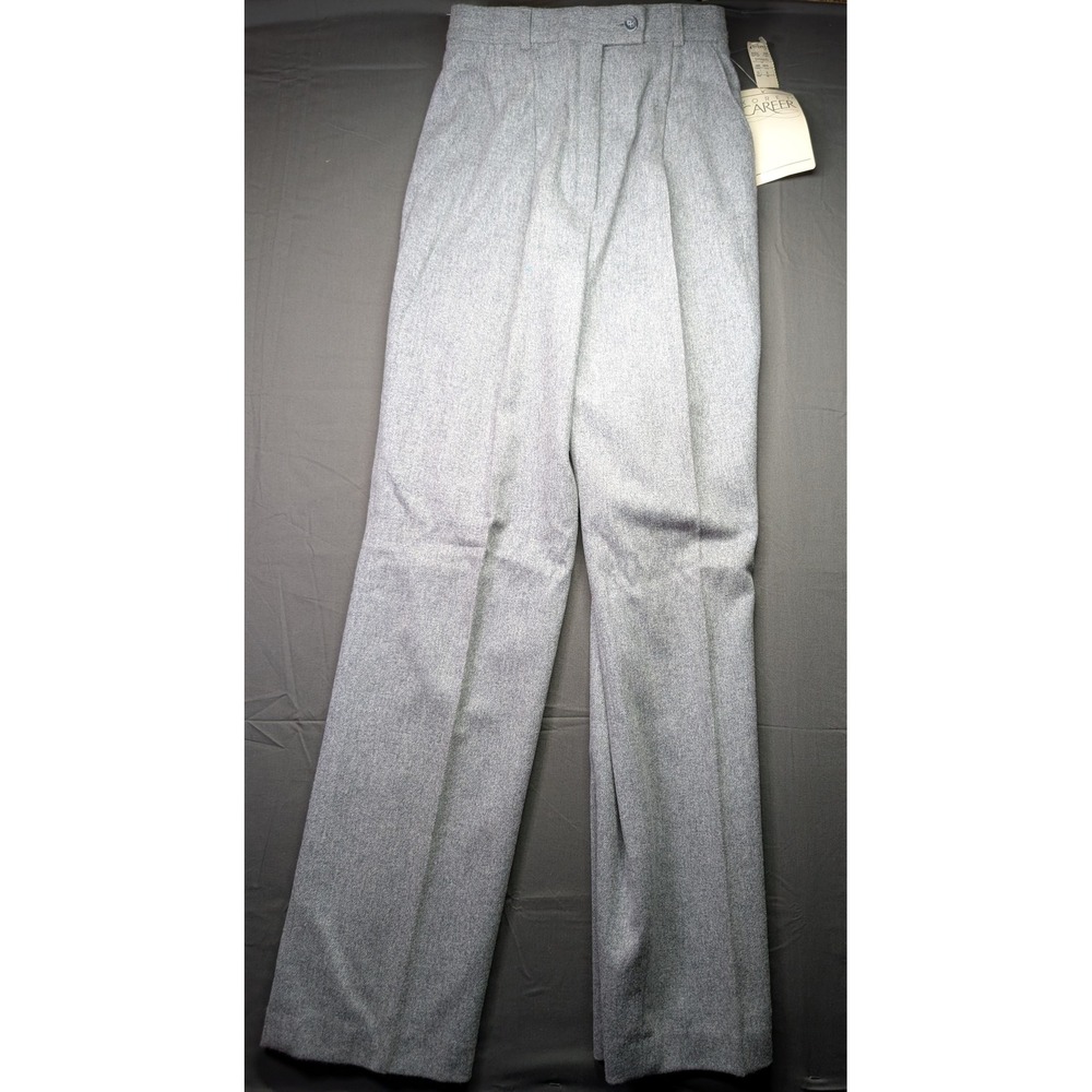 Vintage Koret Career Wool Trousers Gray High Waist Pleated Slacks Size 8 USA